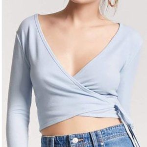 Light Blue Surplice Wrap Top - Forever 21